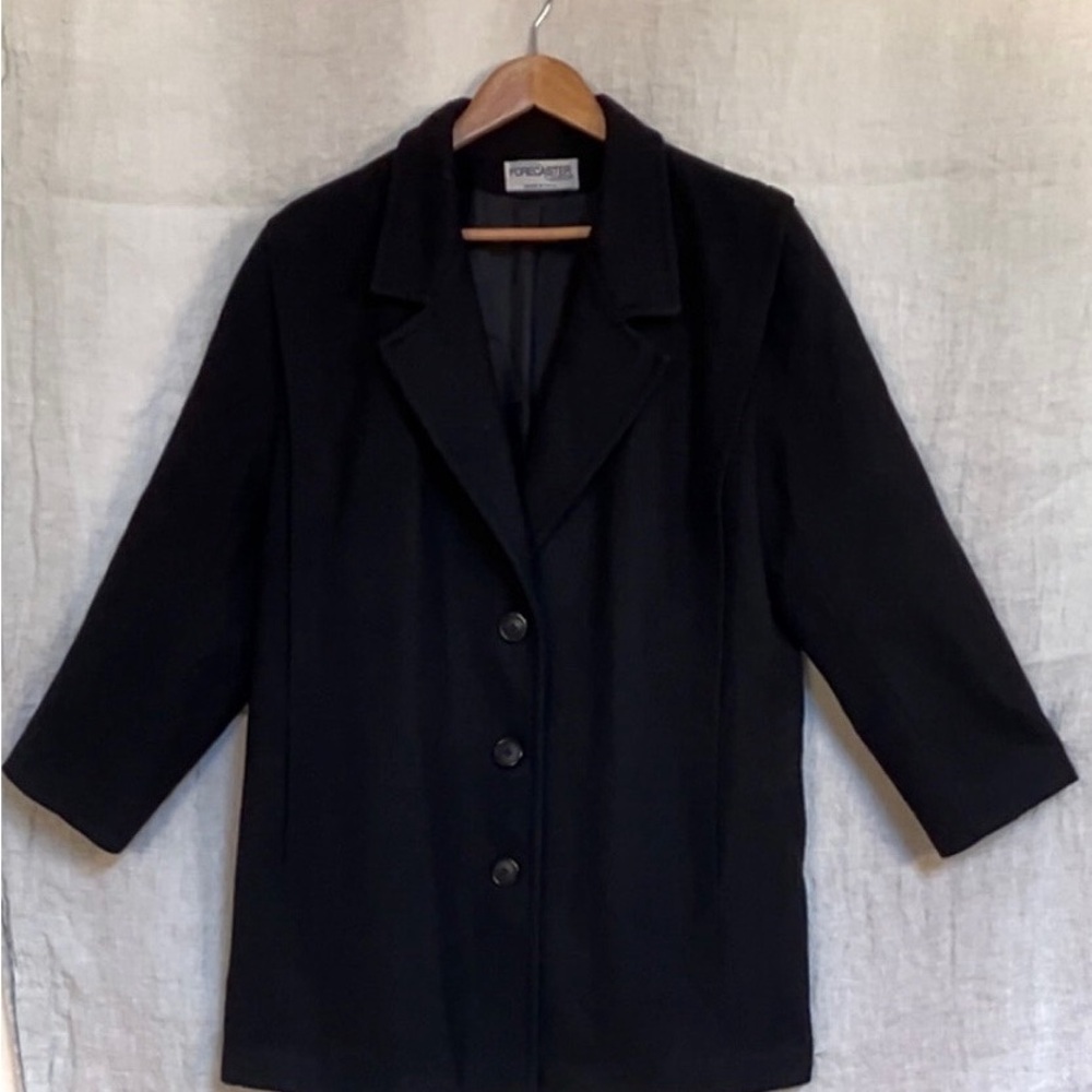 Vintage Forecaster of Boston Women's Black Collared Button Mid-Length Jacket  14